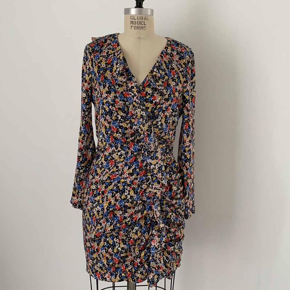 Veronica Beard Multi-Color Floral Wrap Dress